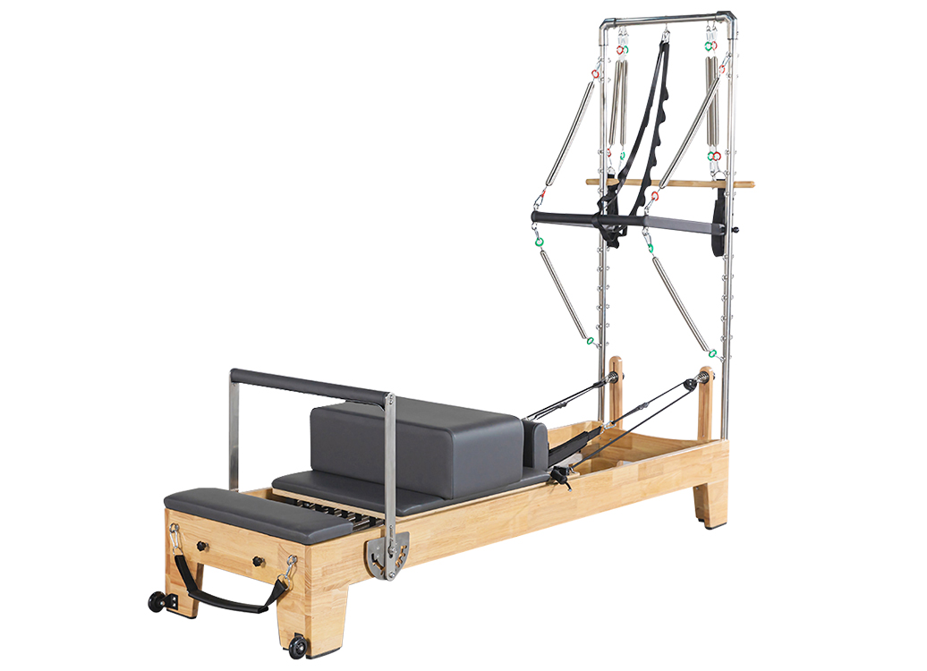MC-PX001B Customized color and logo Oak Wooden Pilates Reformer With Half Tower