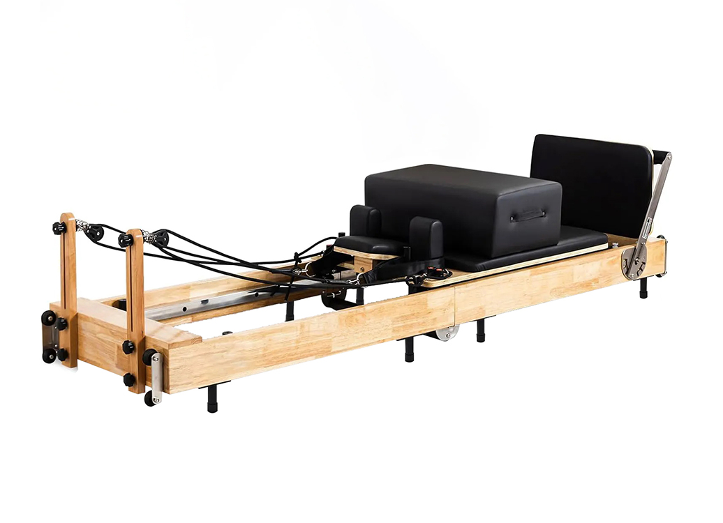 MC-PX008 Oak wooden folding pilates reformer with carbon steel legs