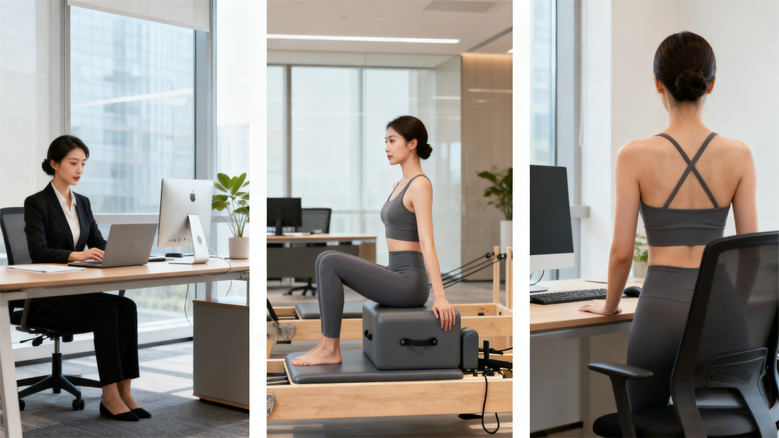 Pilates Office Aesthetic Scene Application: Fragmented Training + Minimalist Equipment, Creating Elegant Posture in the Workplace