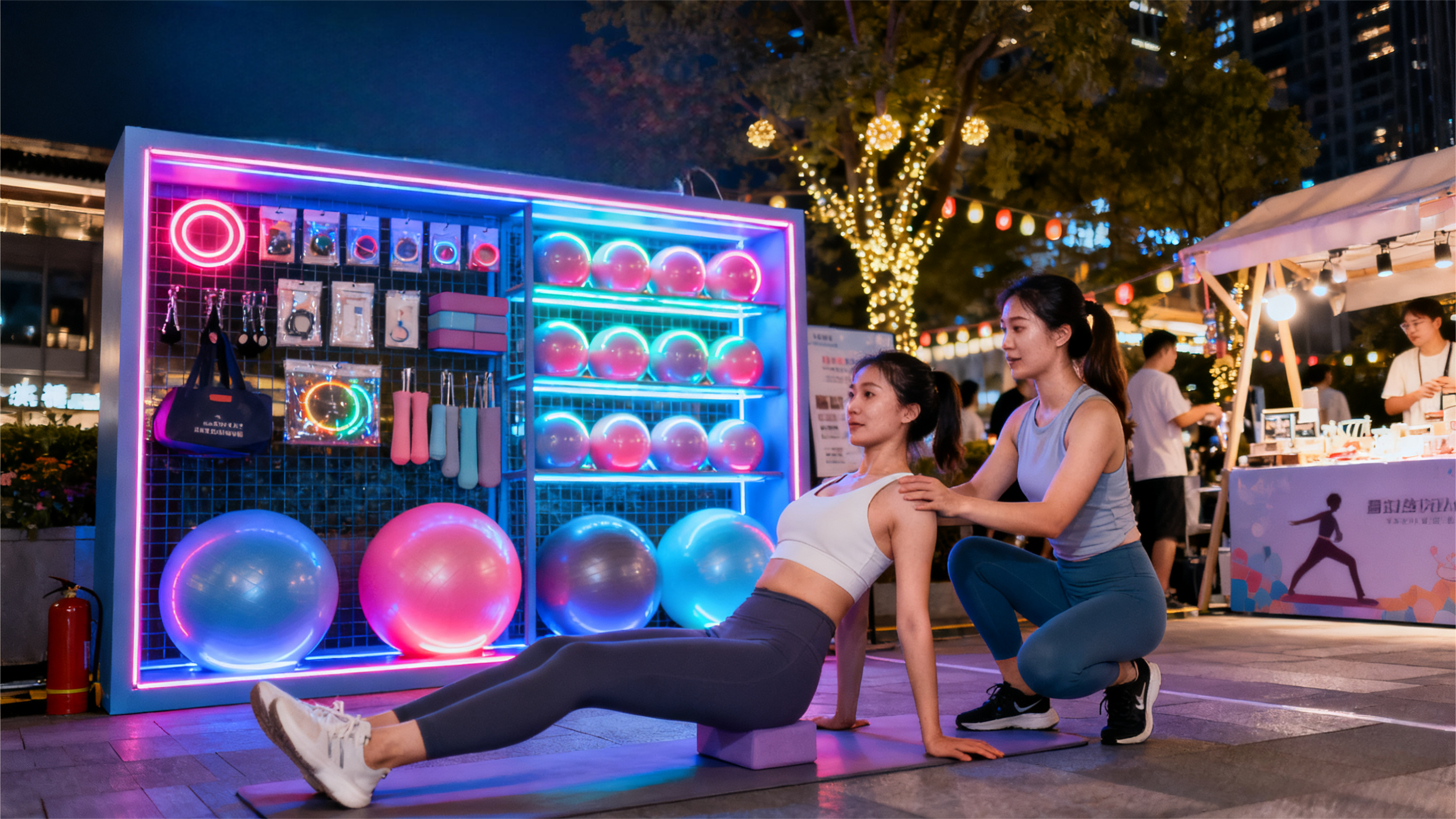 Pilates Night Market Aesthetic Experience: Night Scene Adaptation + Lightweight Interaction, Activating New Vitality of Night Leisure